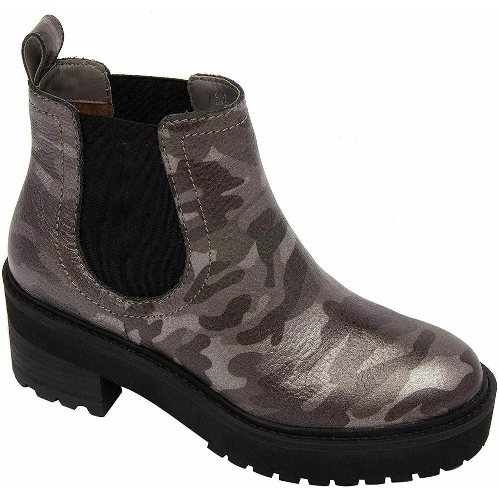 Linea Paolo Tate Platform Chelsea Boots in Dark Grey Leather